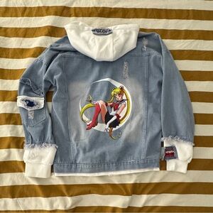 Women's Blue Denim Jean Jacket with Graphic